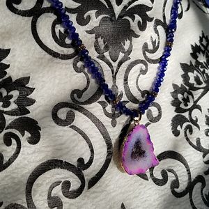 Crystallized Gold Plated Agate on Iridescent Beads